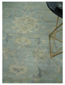 8x11 Hand Knotted Silver and Beige Traditional Wool Area Rug, Kids, Living Room and Bedroom Rug