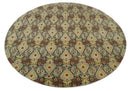8x8 Round Fine Hand Knotted Brown and Beige Traditional Style Antique Wool Rug