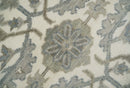 8x9 Hand Knotted Ivory and Silver Oriental Oushak Traditional Wool Area Rug