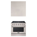 Akicon 36" Stainless Steel Range Hood with 600 CFM Insert & 6-Burner Gas Range Combo – Powerful Ventilation, Convection Oven, Multiple Finishes