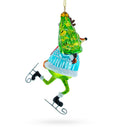Fox Ice Skating Glass Christmas Ornament