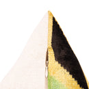 Canvello Handmade Velvet Geometric Pillow – 16x24 Luxury Decorative Throw Cushion for Home Decor – Feather Down Insert, Vegetable-Dyed, Vibrant Green and Yellow Accent for Sofa, Couch & Furniture,