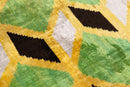 Canvello Handmade Velvet Geometric Pillow – 16x24 Luxury Decorative Throw Cushion for Home Decor – Feather Down Insert, Vegetable-Dyed, Vibrant Green and Yellow Accent for Sofa, Couch & Furniture,