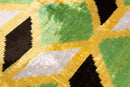 Canvello Handmade Velvet Geometric Pillow – 16x24 Luxury Decorative Throw Cushion for Home Decor – Feather Down Insert, Vegetable-Dyed, Vibrant Green and Yellow Accent for Sofa, Couch & Furniture,