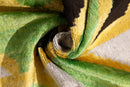 Canvello Handmade Velvet Geometric Pillow – 16x24 Luxury Decorative Throw Cushion for Home Decor – Feather Down Insert, Vegetable-Dyed, Vibrant Green and Yellow Accent for Sofa, Couch & Furniture,