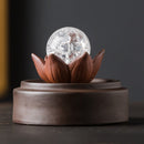 Lotus Crystal Ball Glass Backflow Incense Burner With LED