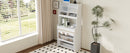TOPMAX Compact 33.5x15.7x69inch Buffet with Hutch and Foldable Dining Table, Multifunctional Cupboard with Storage Shelf and Side Hooks for Small Places,Studio, Apartment, Natural