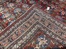 Antique Persian Bijar Rug 9x12 - Allover Motif, Red & Blue