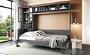 Queen Size Murphy Bed Wall Bed with Sofa , Shelves USB & Light ,Gray