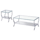 Saide 2-piece Glass Top Coffee and End Table Set Chrome