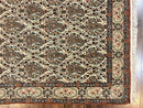 Persian Qum Rug 5x6, Cream Wool Hand Knotted Carpet, Repeated Boteh Paisely Design, Semi Antique Vintage Rug, Very Fine Weave 5 x 6 Rug