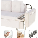 66.2" Queen Pull Out Sofa Bed, Hydraulic System Convertible Sleeper Sofa with Storage and 2 Soft Pillows, Tufted Button Upholstered Couch,Multi-Functional Velvet Loveseat Bed,Beige