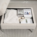 Convertible Sectional Corduroy  Sofa with Storage Ottoman,Cupholders, USB Ports for Living Room Apartment,Beige