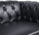 Three Piece Living Room Furniture Set With Faux Leather Chesterfield Sofa Club Chair And Loveseat In Black