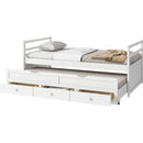Twin Size Bed with Headboard, Footboard, Trundle and Three Storage Drawers, Twin Size Pine Wood Bed with Headboard, Footboard,White
