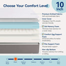 Memory Foam Mattress Full Size White Grey Hypoallergenic