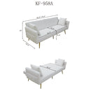 Modern Teddy Upholstered Accent Loveseat Sofa With Side Pocket,Folding Sleeper Sofa Bed With Foldable Armrest , Adjustable Backrest and Golden Metal Legs for Living Room,Pink