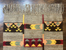 South American Flatweave Rug, Gray, Handmade Vintage Wool Bohemian Blanket