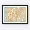 Vintage Map of Braunschweig, Germany 1954