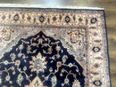 Karastan Rug Navy Serapi, Kara Shah Rug, Navy Blue, 5.6 x 8.6, Vintage Karastan Area Rug, Wool Pile Karastan Rug