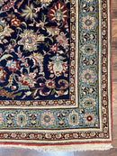Blue Persian Qum Rug 5x7, Very Fine and Wonderful Authentic Persian Carpet, Wool Hand Knotted Vintage Semi Antique Oriental Rug, Floral, Ghom Qom Rug