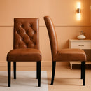 High Back Dining Chairs Set of 2 Retro Brown Parsons