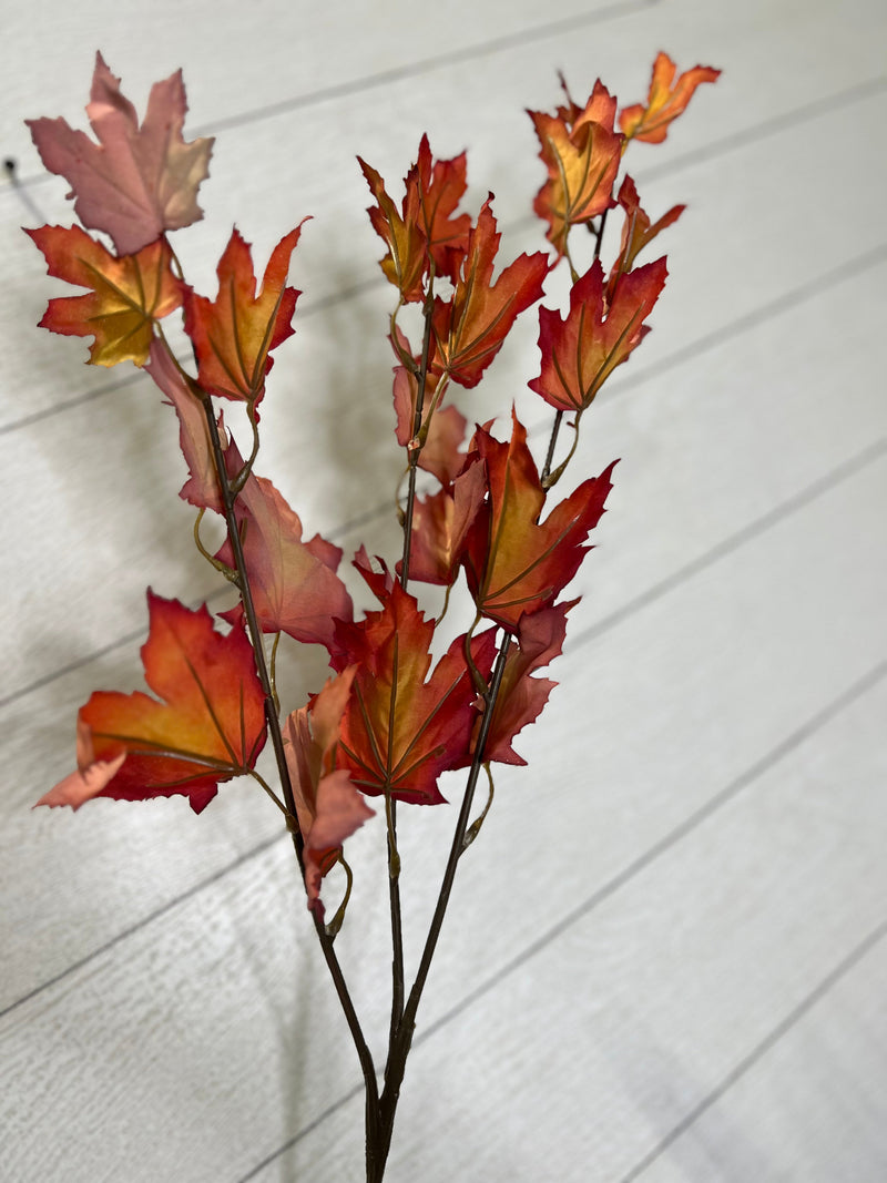 Artificial Autumn Maple Leaf Stems - Customizable Bendable Stems