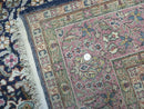 Turkish Sivas Rug 7x11, Navy Blue & Pink, Millifluer Floral Wool Carpet, Vintage