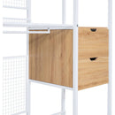 Open-Style Wardrobe with Hanging Rails, Shelves and Drawers, White