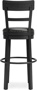 Valebeck 30.38 Black Upholstered Pub Height Swivel Barstool