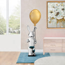Bunny with Balloon Sculpture // Chrome with Gold