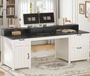 63 Inch Wide White Solid Wood Executive Desk With Drawer
