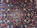 Navy Blue Persian Rug 9x12, Antique Persian Carpet, Kork Wool, 200 KPSI, Persian Kashan Rug