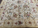Aubusson Rug 8x10, French European Design, Vintage Handmade Wool Carpet, Aubusson Rug with Pile, Floral
