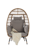 Wicker Egg Chair,Rattan Egg Chair Indoor Outdoor,Oversized Large Egg Chairs 600lbs with Cushion and Pillow for Porch, Backyard, Balcony