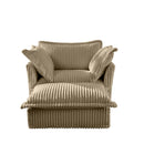 Upholstered Slipcovered Armchair with Ottoman,  Deep Seat Armchair W/ Wide Ottoman for Living Room, Armchair Sets with Large Soft Pillows(Set of 2), Camel Corduroy Fabric