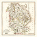 Vintage Map of Lincolnshire County England, 1801