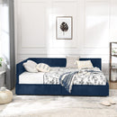 Full Size Storage Upholstered Tufted Bed Frame, Sofa Bed Frame with Comfortable Backrest and Armrests, Full Size Bed for Bedroom, Living Room,Velvet, DARK BLUE(80.5''*59''*29.5'')