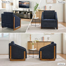 Modern Upholstered Armchair With Wooden Side Frame