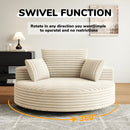 55''L Corduroy Chenille Foam Single Swivel Chair, Fluffy Modern Sleeper, 360 Degree Swivel Chair for Living Room, Bedroom, Lounge and Projection Room