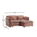 UNITED WE WIN Chenille fabric, removable armrests with side pockets, high density sponge filling, oversized double sofa with footstool