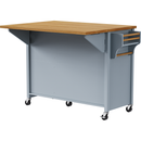 K&K 52'' Kitchen Island with Drop Leaf, Embossed Texture Kitchen Island on Wheels with Spice Rack, Towel Rack, 2 Doors and 5 Drawers, Kitchen Storage Cart with Adjustable Shelf for Kitchen, Blue Grey