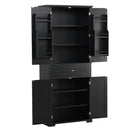 Bathroom Storage Cabinet with Doors and Drawer, Multiple Storage Space, Adjustable Shelf, Black (Old Sku:WF308204AAB)