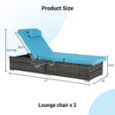 Outdoor Chaise Lounge Chair Set of 2 with Storage Patio Pool Chairs Tanning Lounges for Outside,Beach Rattan Recliners with Adjustable Backrest, Table, Cushion for Poolside Backyard Garden