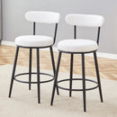 Fashionable Ergonomic High Legged Bar Chairs with White Fabric Cushions, 35.5 Inches Tall, Black and White Color.Set of 2.