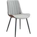 Extended Seat Cushion PU Dining Chair Set - Four Pieces.Smooth line design,Integral metal leg structure,Can integrate well into various modern home decoration styles.Gray and Brown Splicing Colors.
