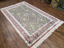 5x8 Indian Kashmiri Silk Rug with Gold Threads