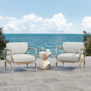 Oriana Aluminum Outdoor Patio Armchair with Thick Cushions in Light Grey