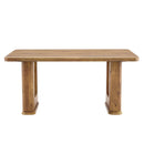 Stylish Wood Color Textured Dining Table MDF Material with Wood Grain Stickers 64.5 x 35.4 Inch
