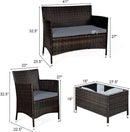 Elegant Four-Piece Rattan Patio Set with Soft Cushions